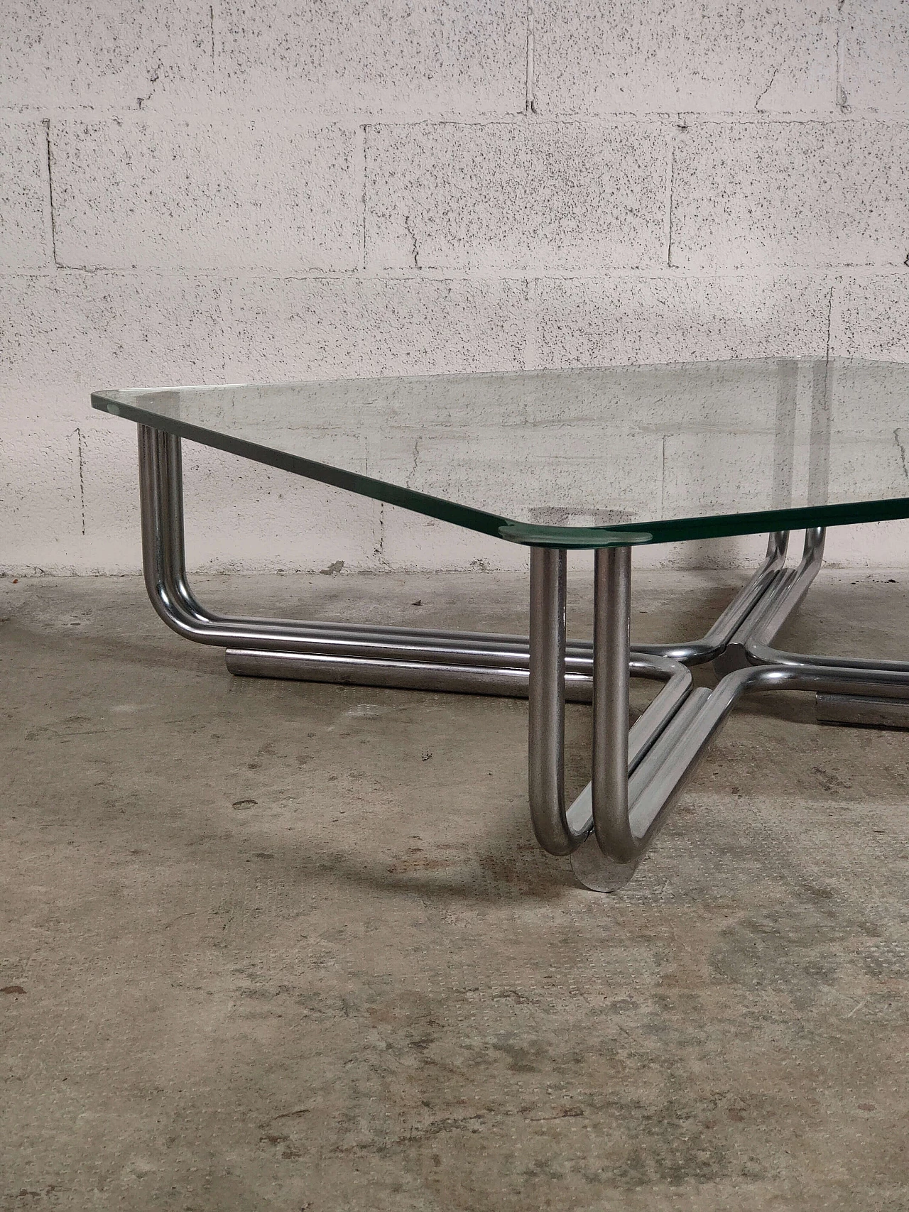 Glass and metal 784 coffee table by Gianfranco Frattini for Cassina, 1970s 1