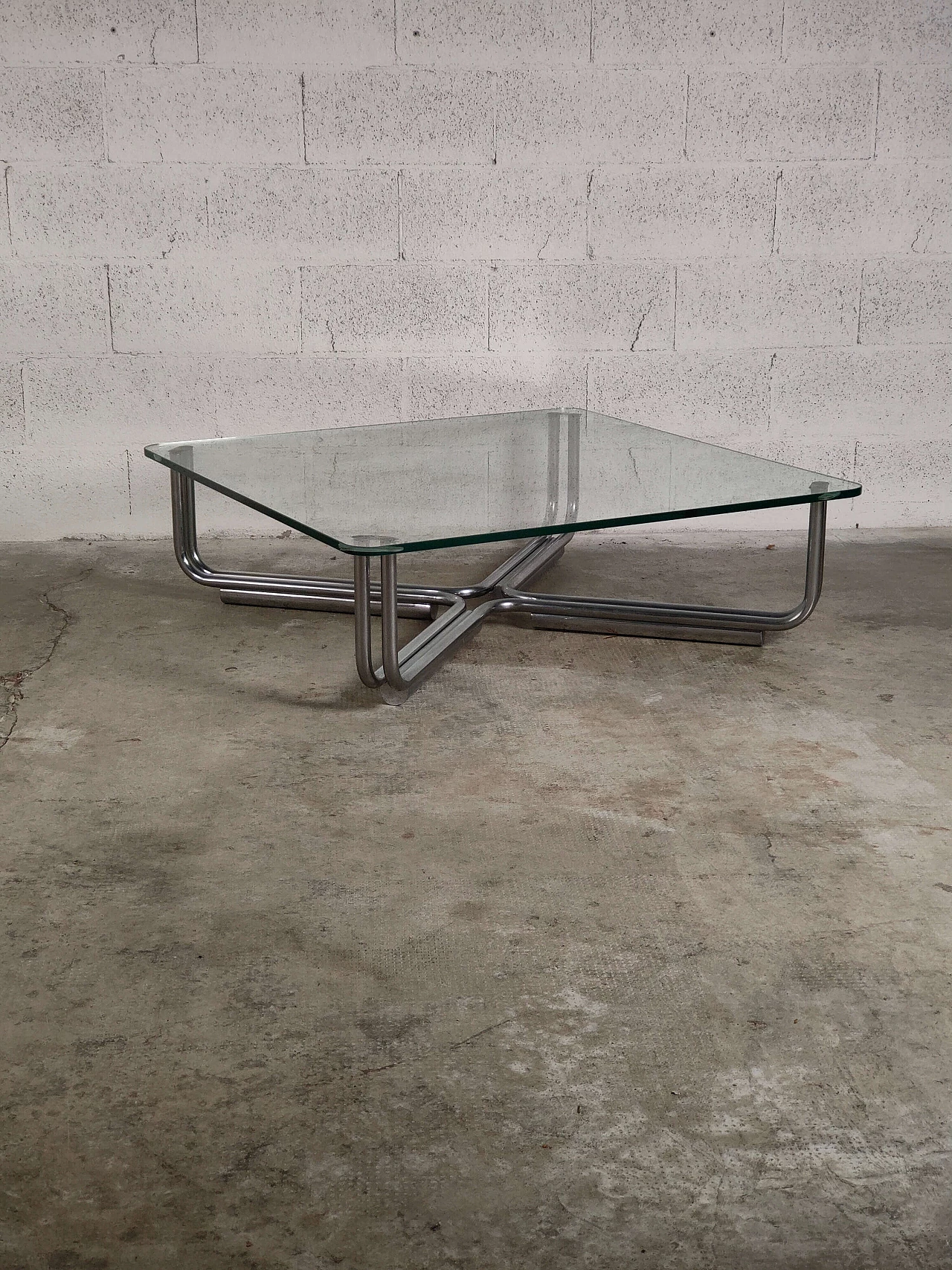 Glass and metal 784 coffee table by Gianfranco Frattini for Cassina, 1970s 2