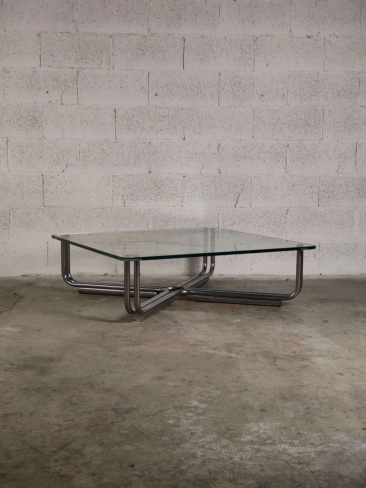 Glass and metal 784 coffee table by Gianfranco Frattini for Cassina, 1970s 4