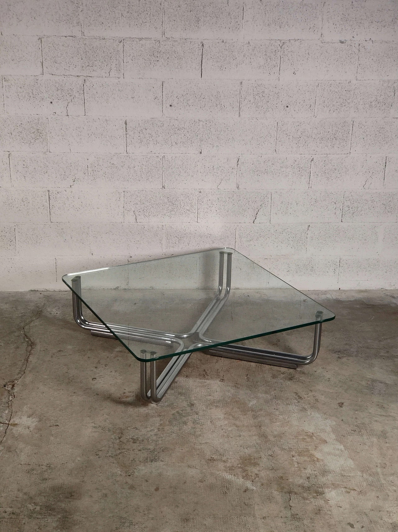 Glass and metal 784 coffee table by Gianfranco Frattini for Cassina, 1970s 7