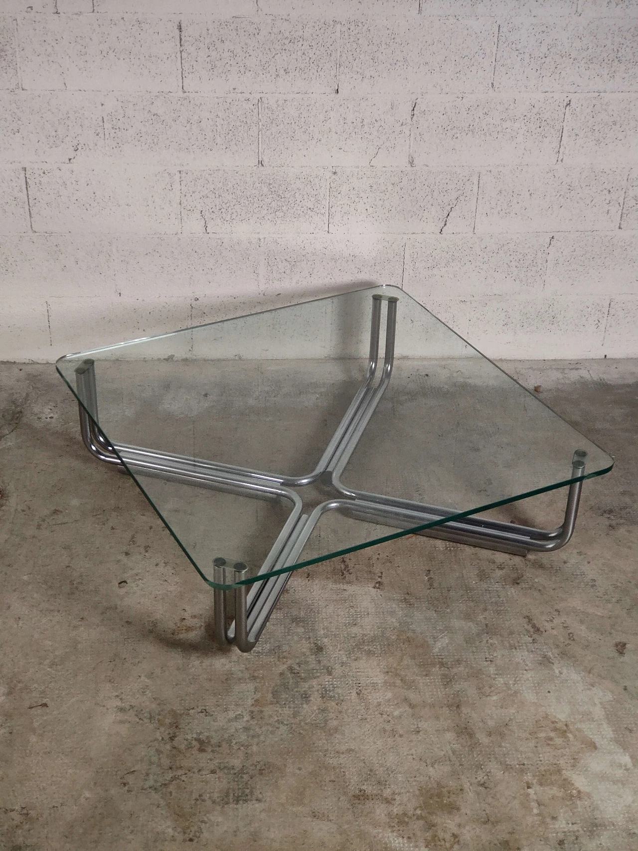 Glass and metal 784 coffee table by Gianfranco Frattini for Cassina, 1970s 8