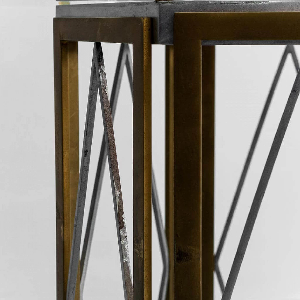 Tavolo rotondo in metallo e vetro di Renato Zevi, anni '70 12