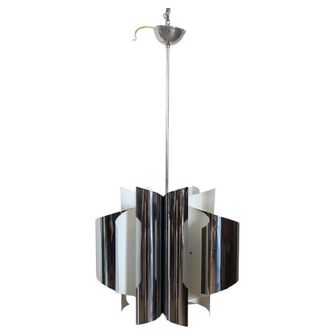 Space Age six-light steel chandelier, 1970s 1