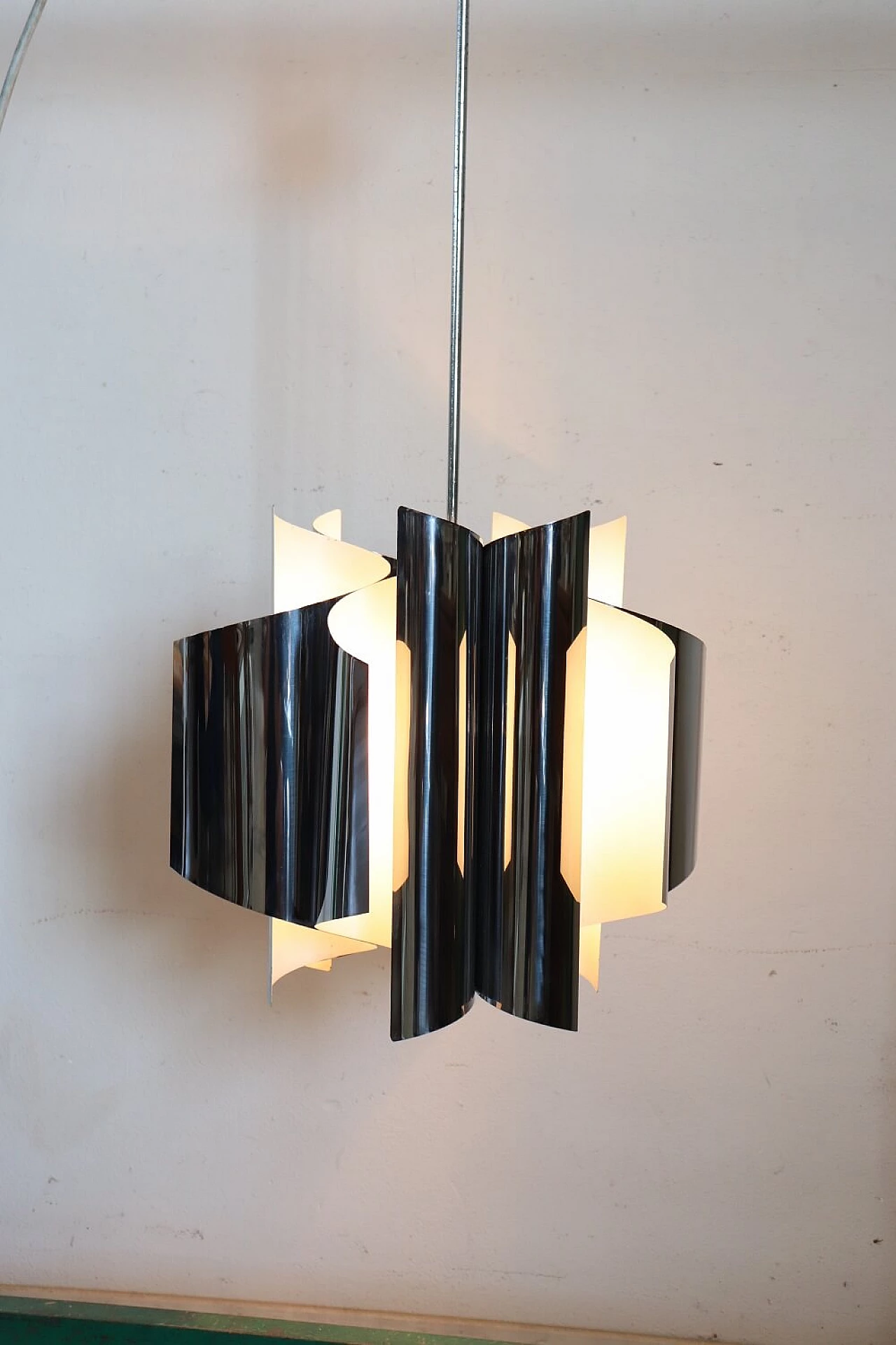 Space Age six-light steel chandelier, 1970s 2