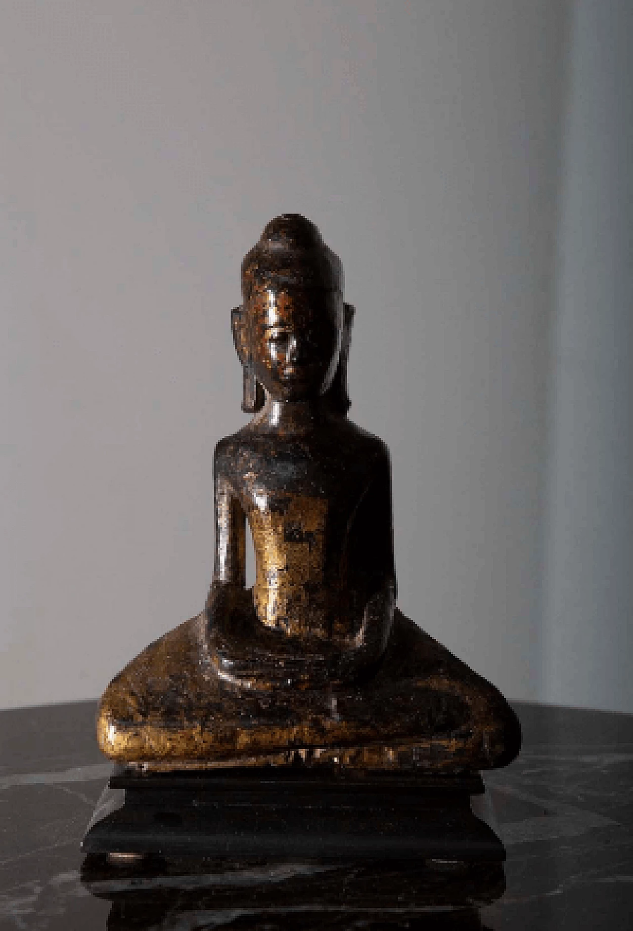 Thai Dvaravati meditation Buddha, wood sculpture, 19th century 2