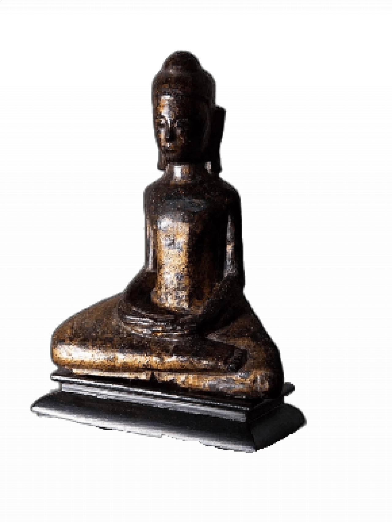 Buddha thailandese in meditazione Dvaravati, scultura in legno, '800 8