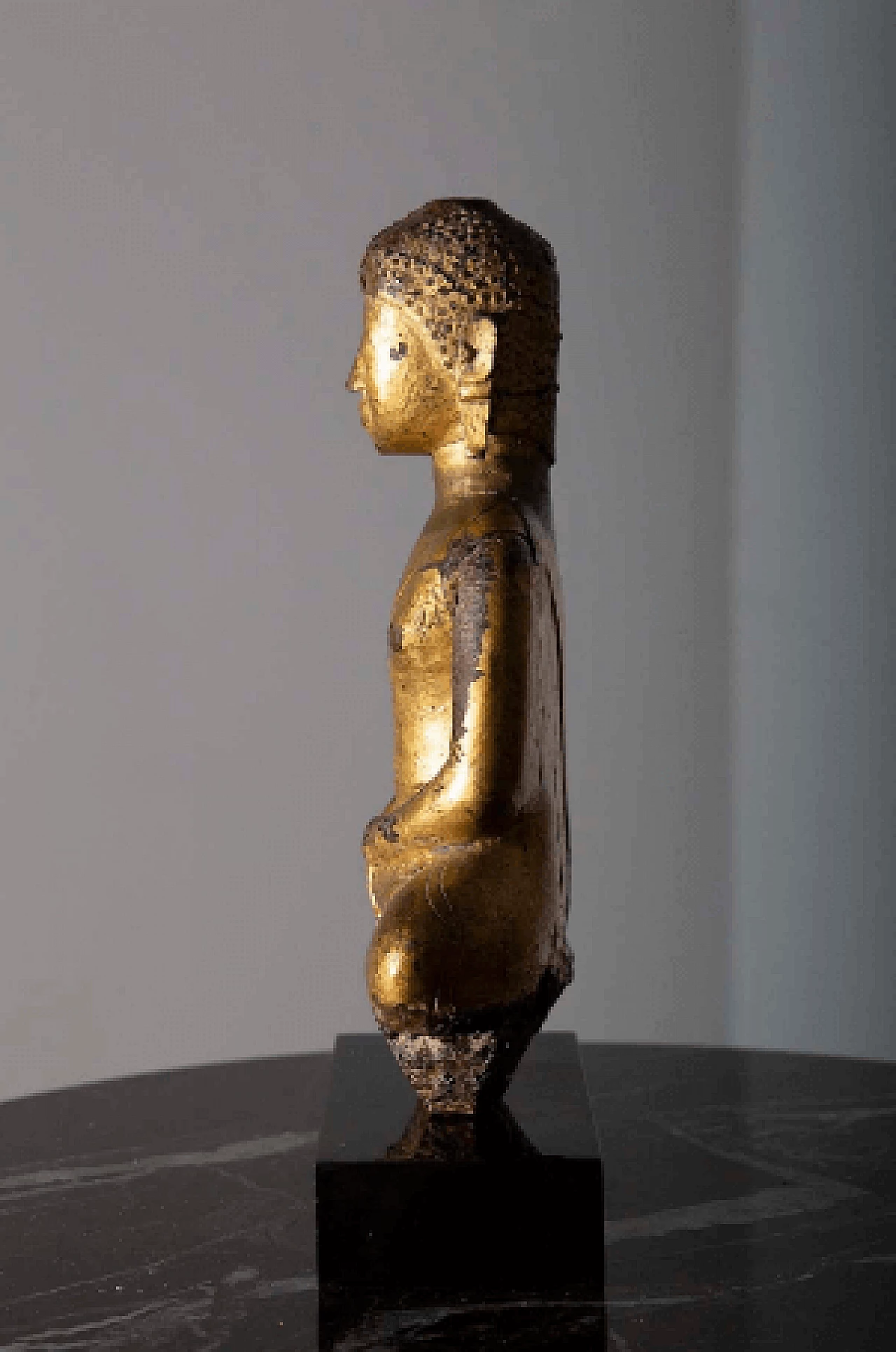 Buddha Shakyamuni birmano, scultura in legno dorato, '800 6