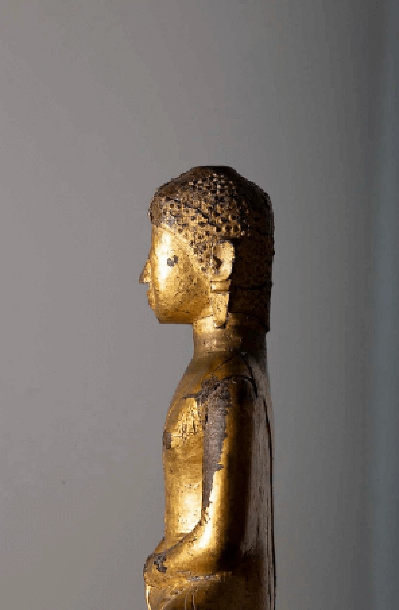 Buddha Shakyamuni birmano, scultura in legno dorato, '800 7