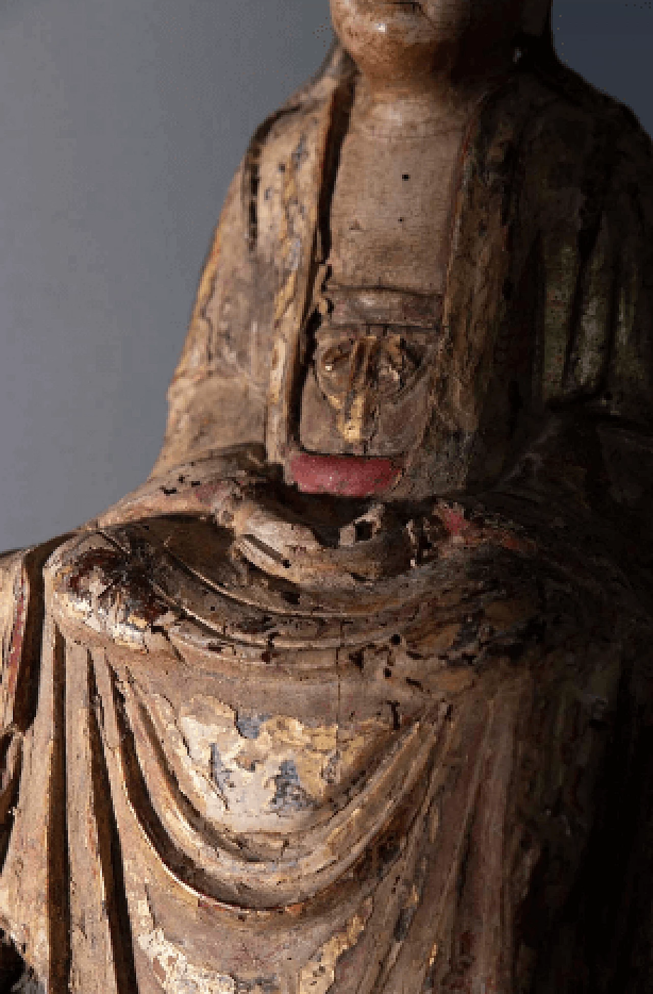 Chinese Guanyin Bodhisattva, polychrome wood sculpture, 16th century 5