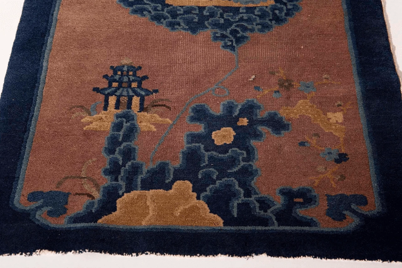 Chinese wool Ming rug with emperor on clouds, 18th century 4