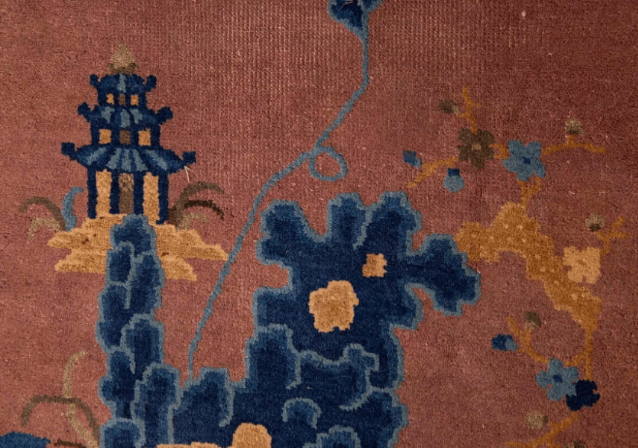 Chinese wool Ming rug with emperor on clouds, 18th century 8