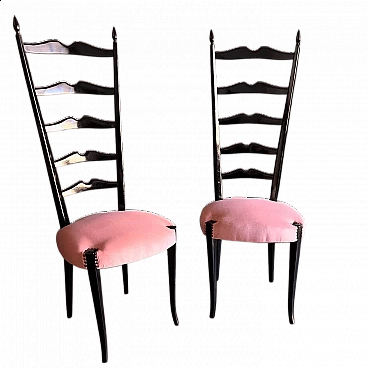 Pair of mahogany Chiavarine chairs attributed to Paolo Buffa, 1950s