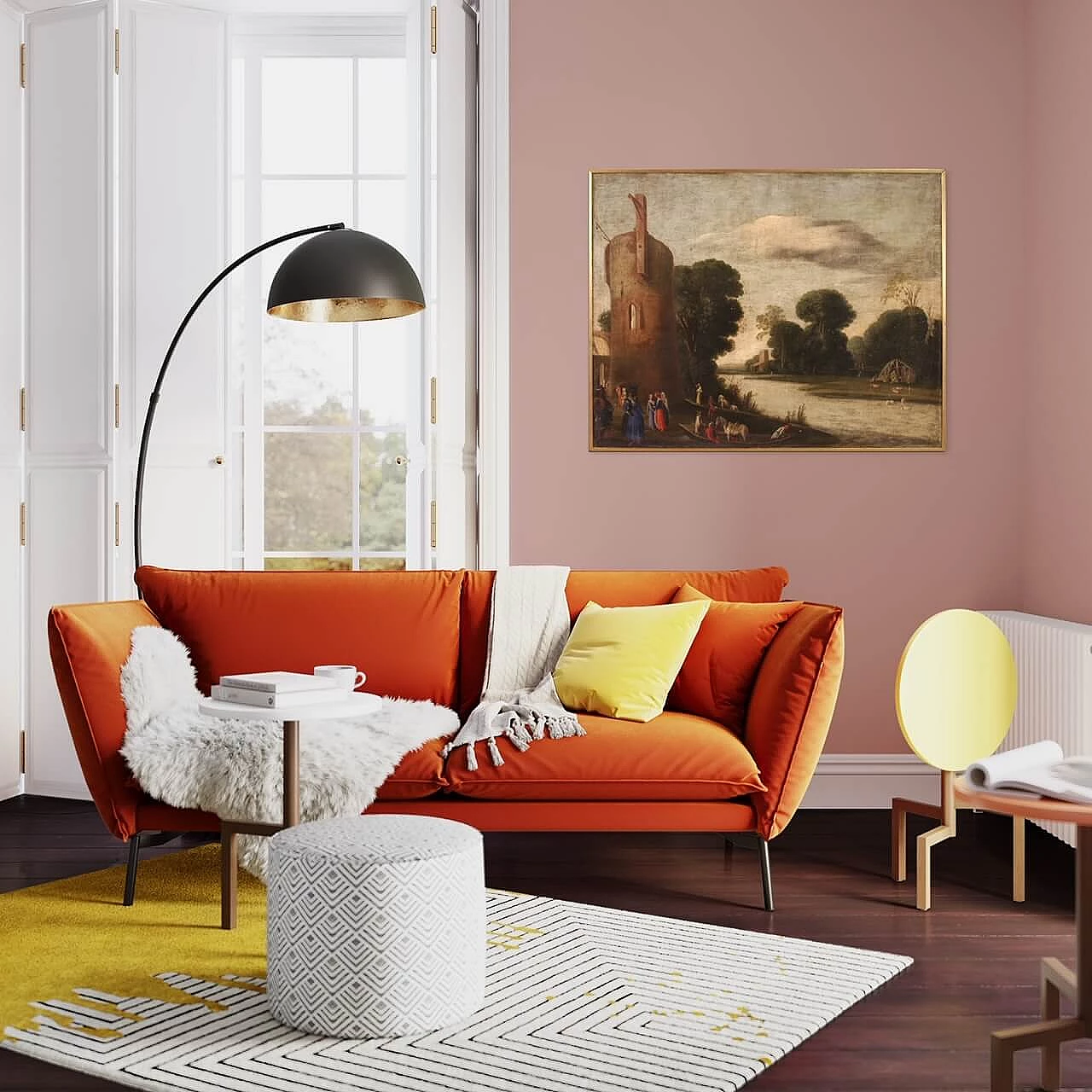 Landscape with figures and tower, oil painting on canvas, first half of the 18th century 17