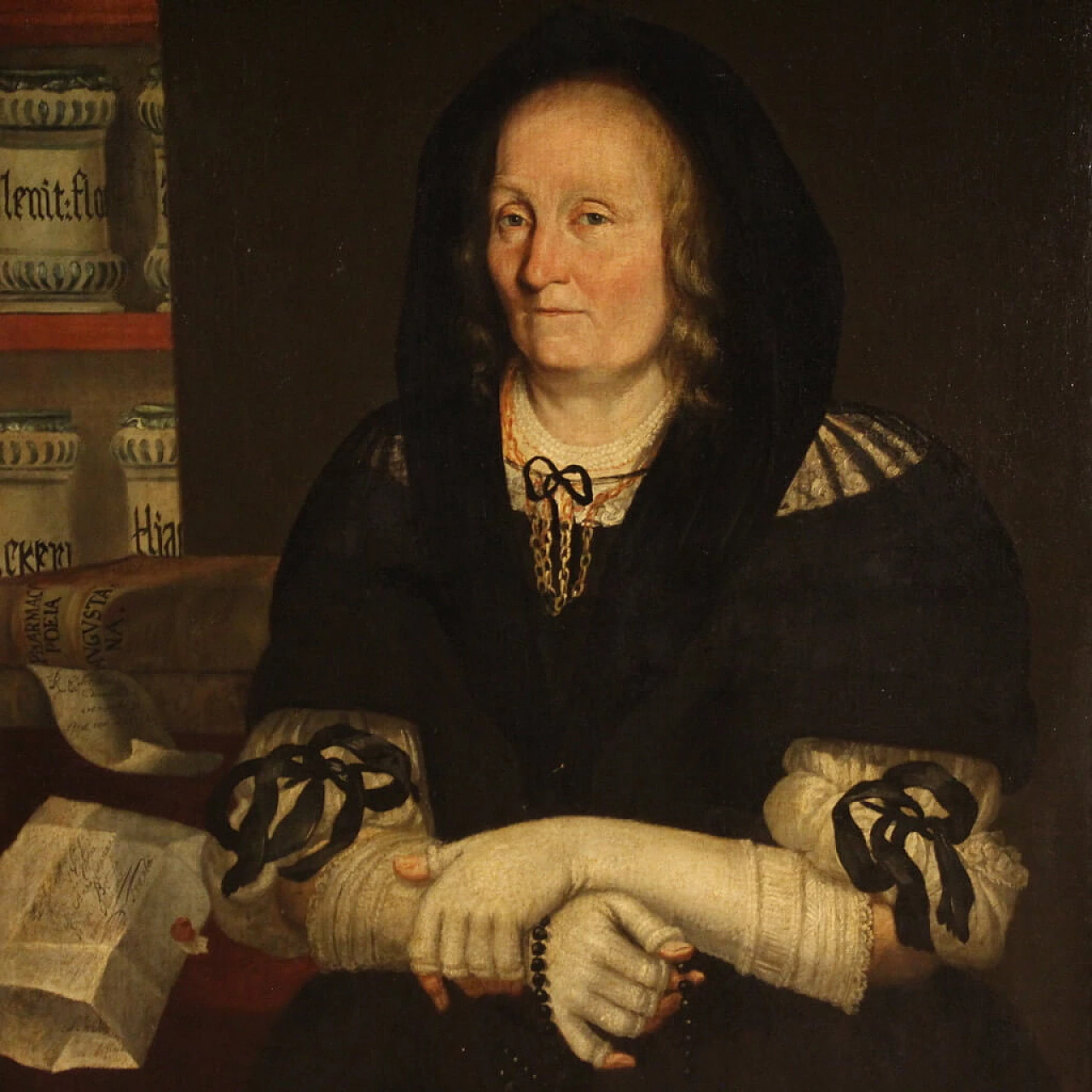 The widow of the pharmacist of Trent, oil on canvas, second half of the 17th century 1