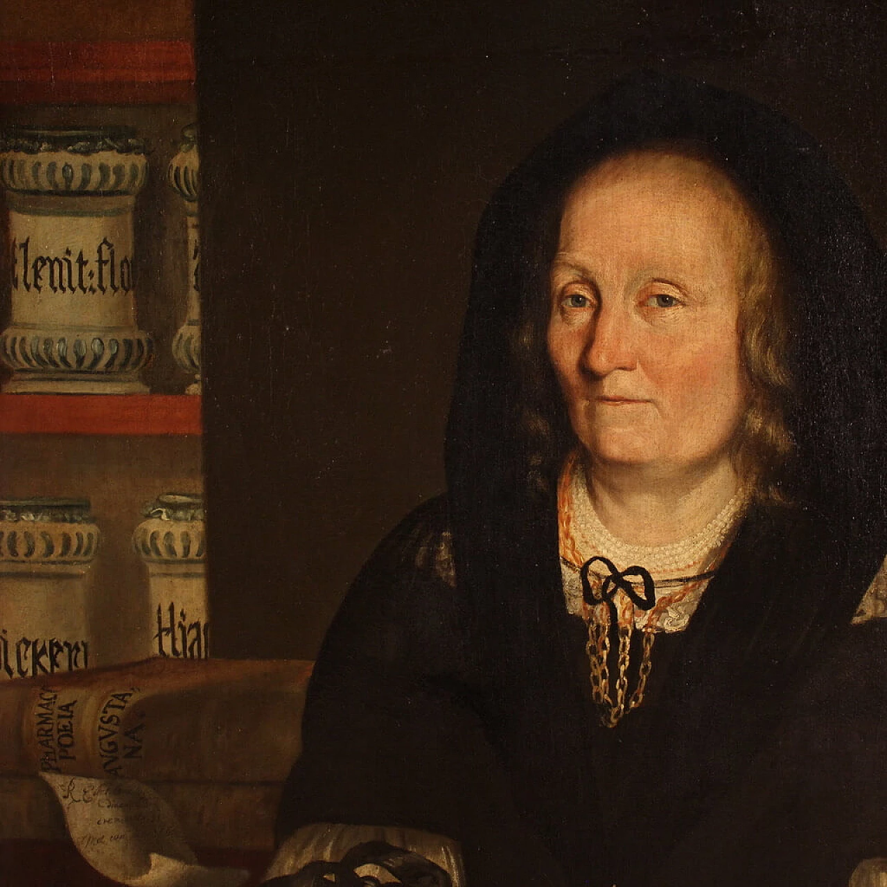 The widow of the pharmacist of Trent, oil on canvas, second half of the 17th century 3