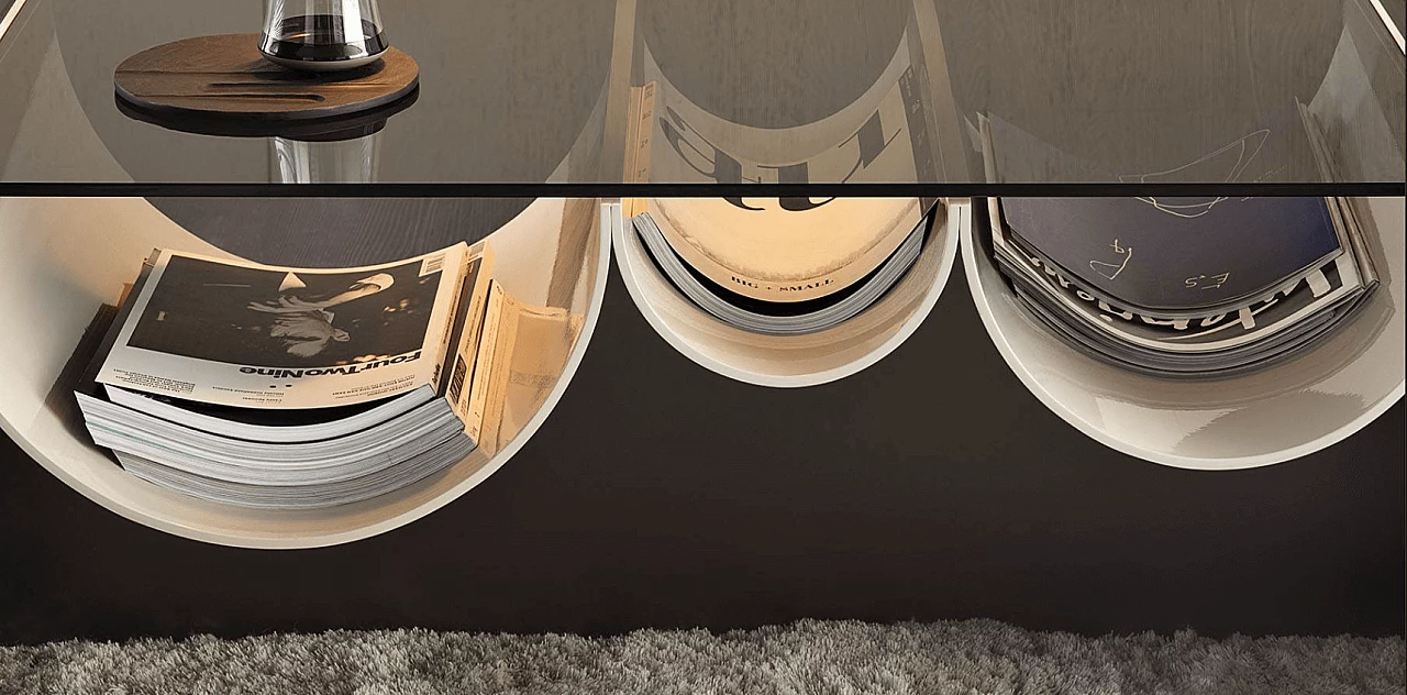 Wave coffee table in curved sheet metal for Minotti 3