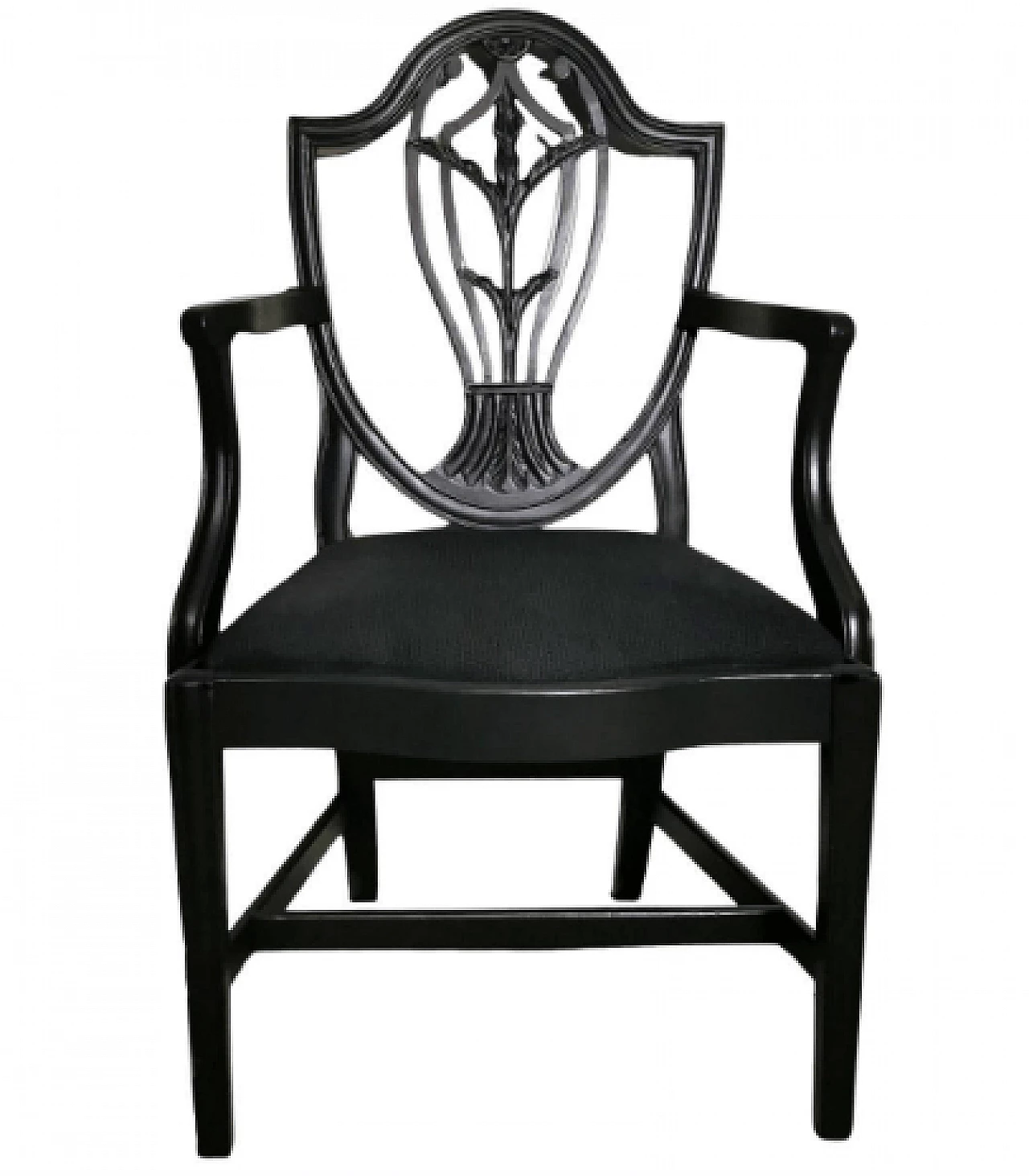 Wood and velvet armchair in the style of George Hepplewhite, mid-19th century 1