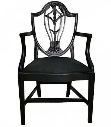 Wood and velvet armchair in the style of George Hepplewhite, mid-19th century