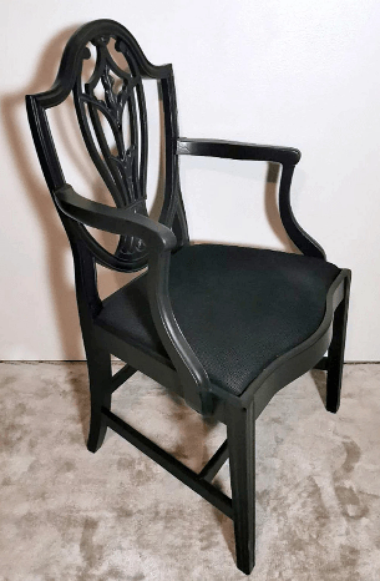 Wood and velvet armchair in the style of George Hepplewhite, mid-19th century 2