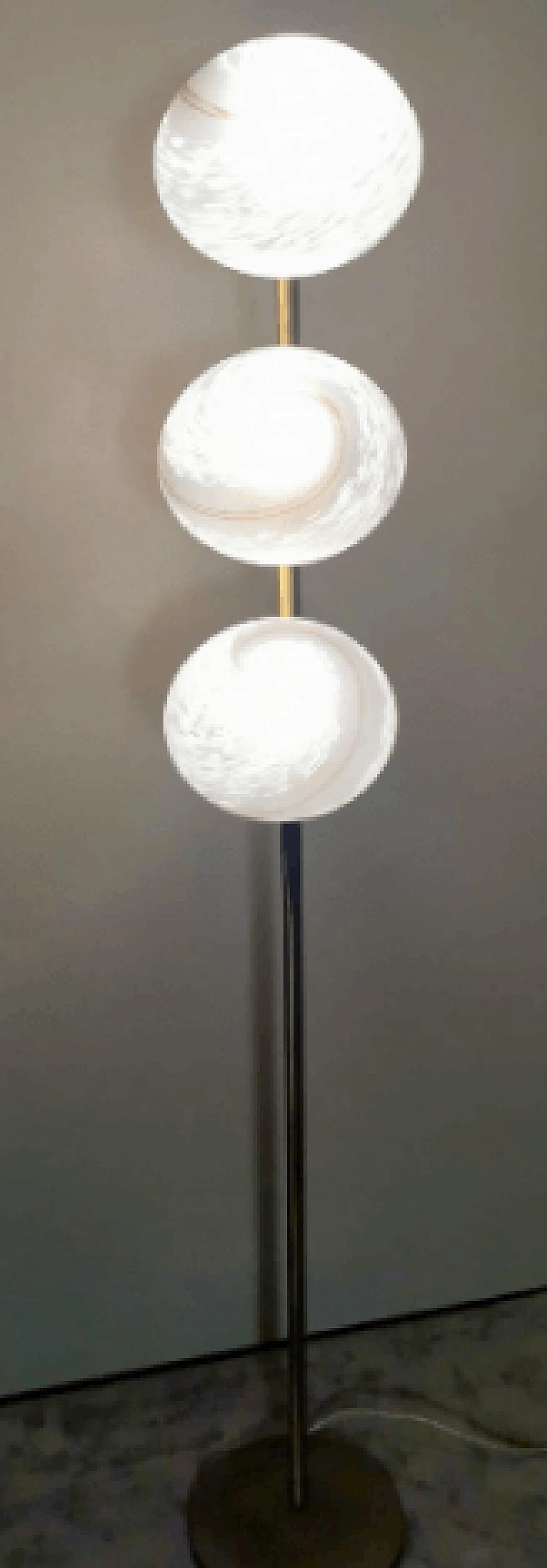 Lampada da terra in ottone e vetro nello stile di Goffredo Reggiani, anni '60 7