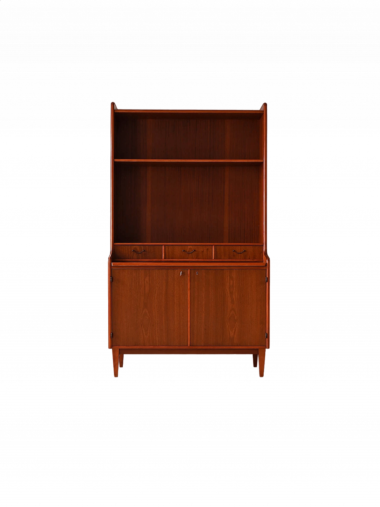 Mahogany bookcase with storage space and writing desk, 1960s 13