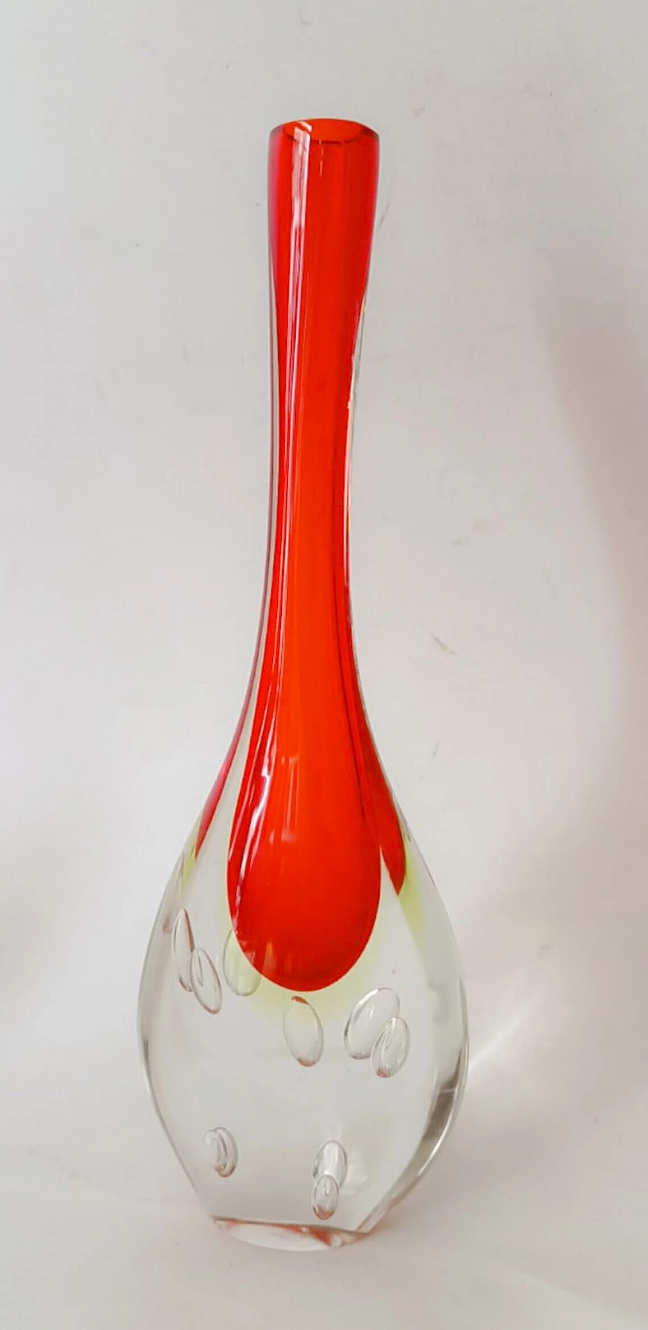 Vaso solifleur in vetro di Murano sommerso di Flavio Poli, anni '70 1