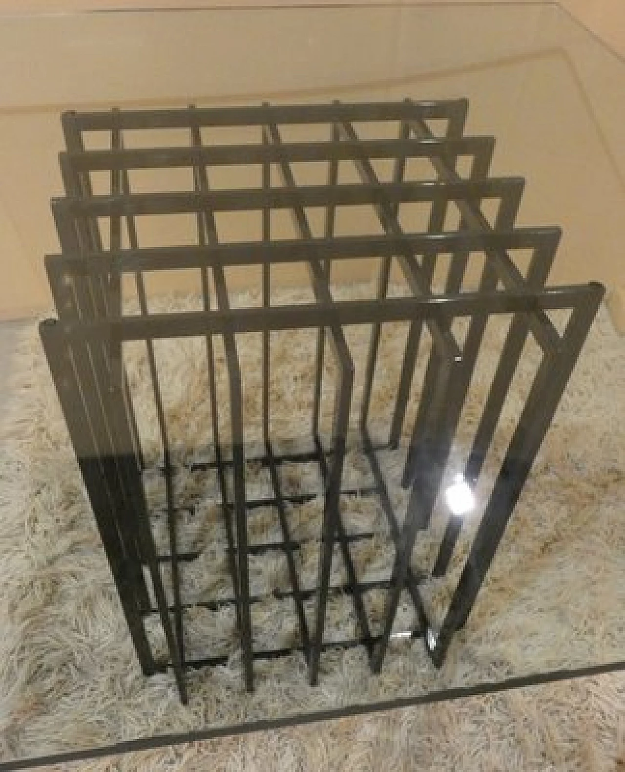 Tavolo in acciaio nero e vetro di Pierre Cardin, anni '70 4