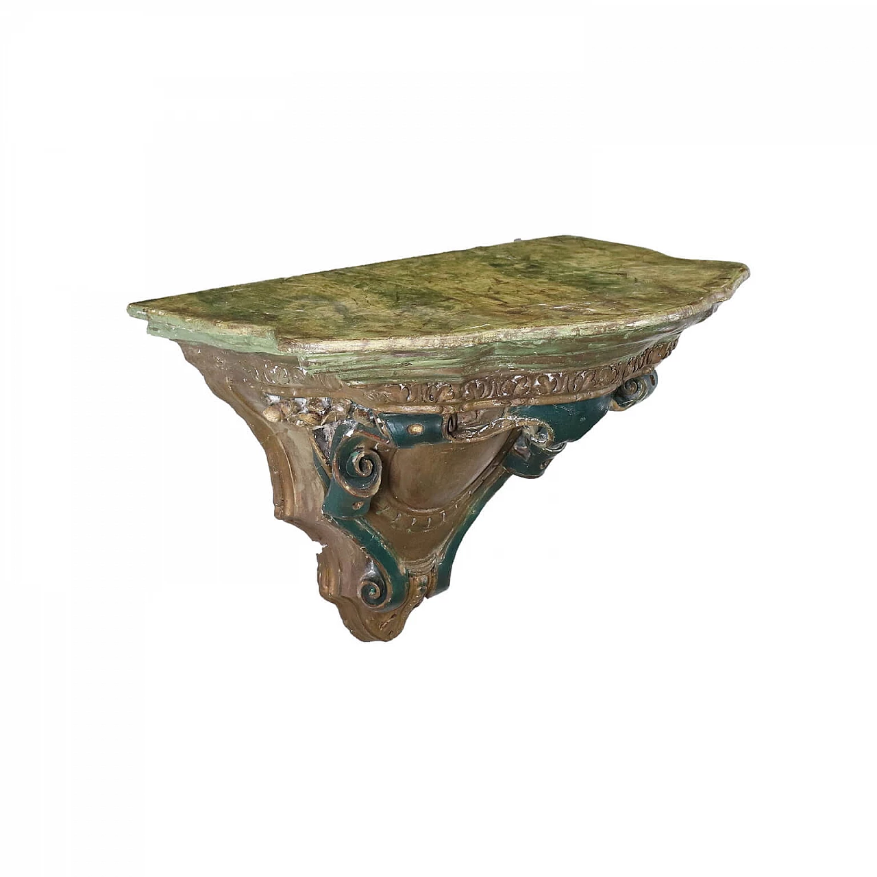 Eclectic style shelf in painted stucco with marble top, 19th century 1