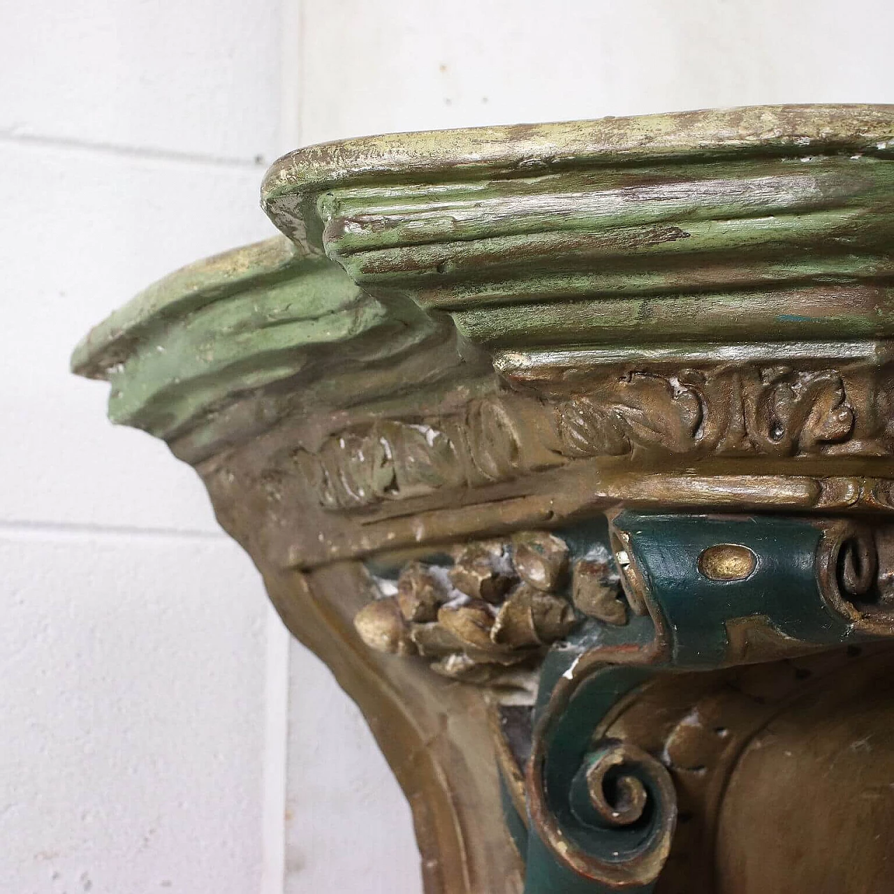 Eclectic style shelf in painted stucco with marble top, 19th century 5
