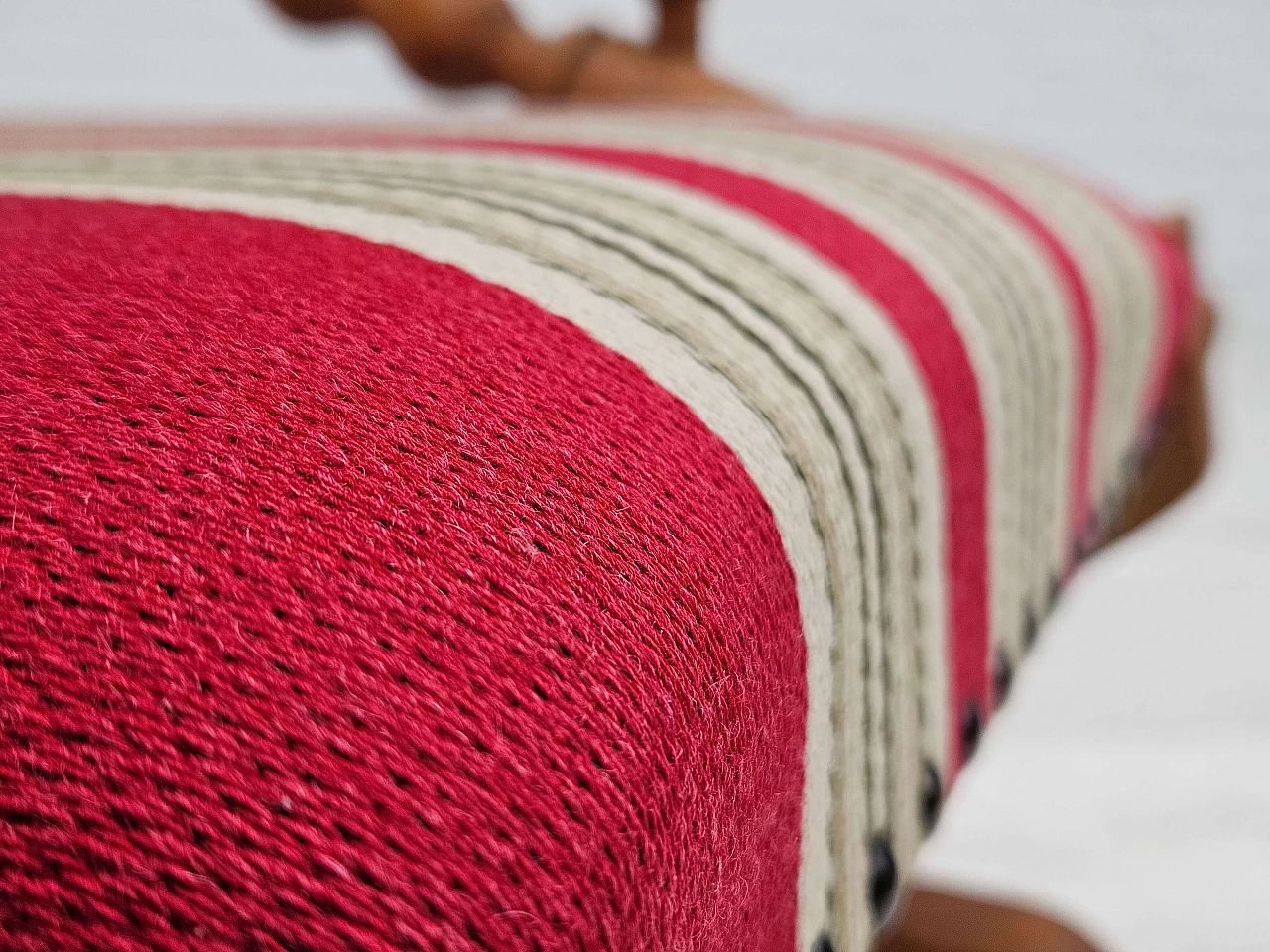 Danish oak and wool rocking chair with high-backed, 1970s 6