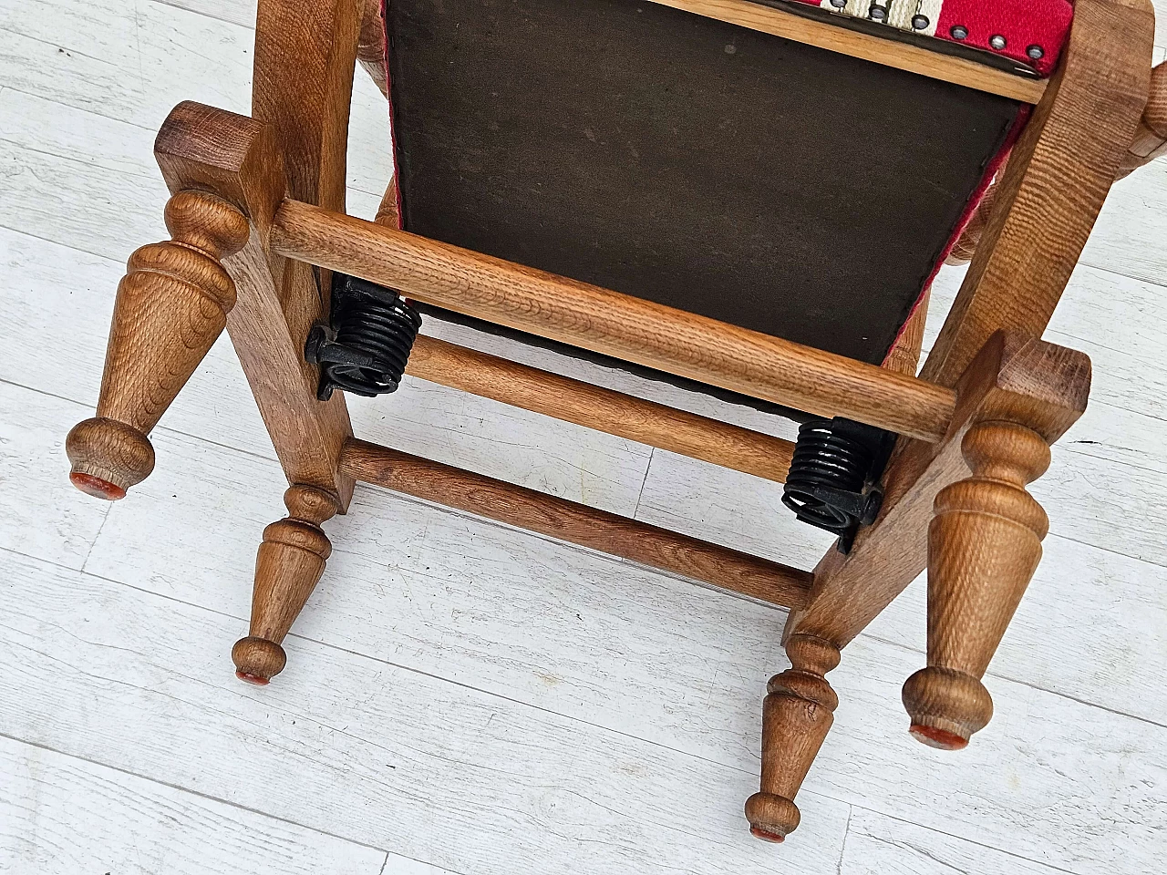 Danish oak and wool rocking chair with high-backed, 1970s 14
