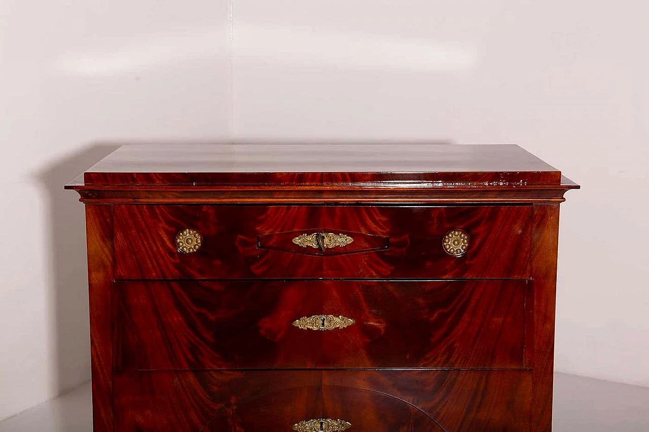 Cassettiera Biedermeier in mogano con fronte a ribalta, 1830 6