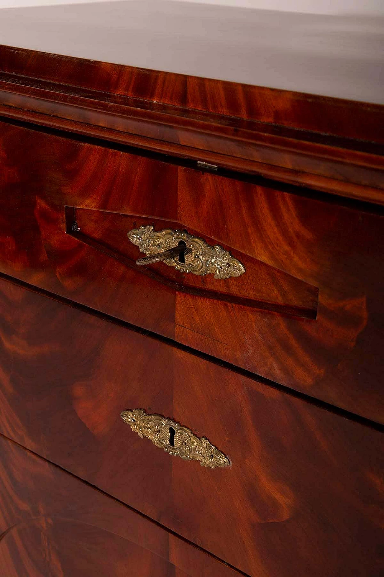 Cassettiera Biedermeier in mogano con fronte a ribalta, 1830 13