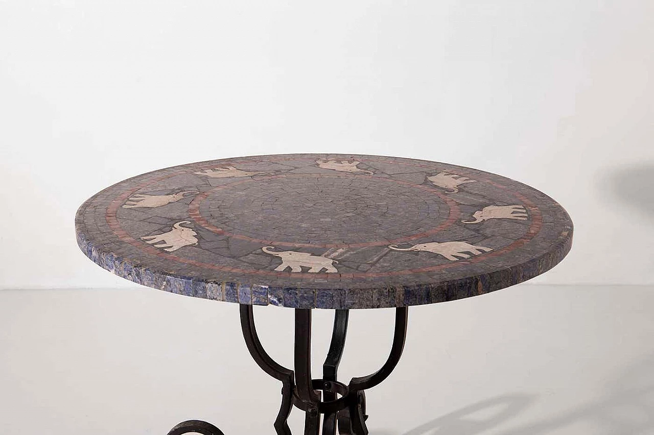 Iron coffee table with marble top, early 20th century 1