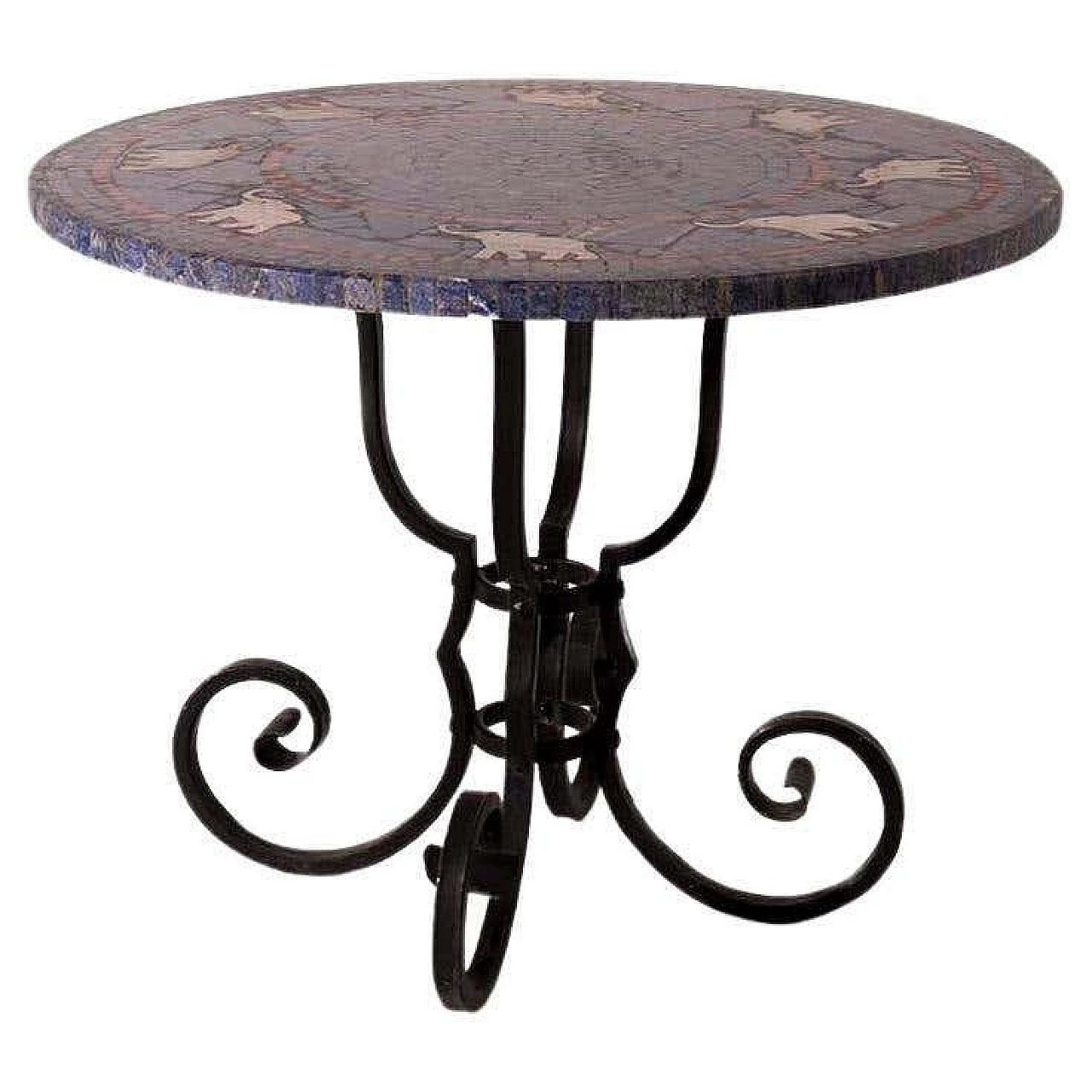 Iron coffee table with marble top, early 20th century 8