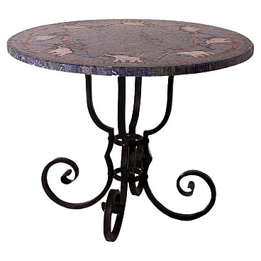 Iron coffee table with marble top, early 20th century