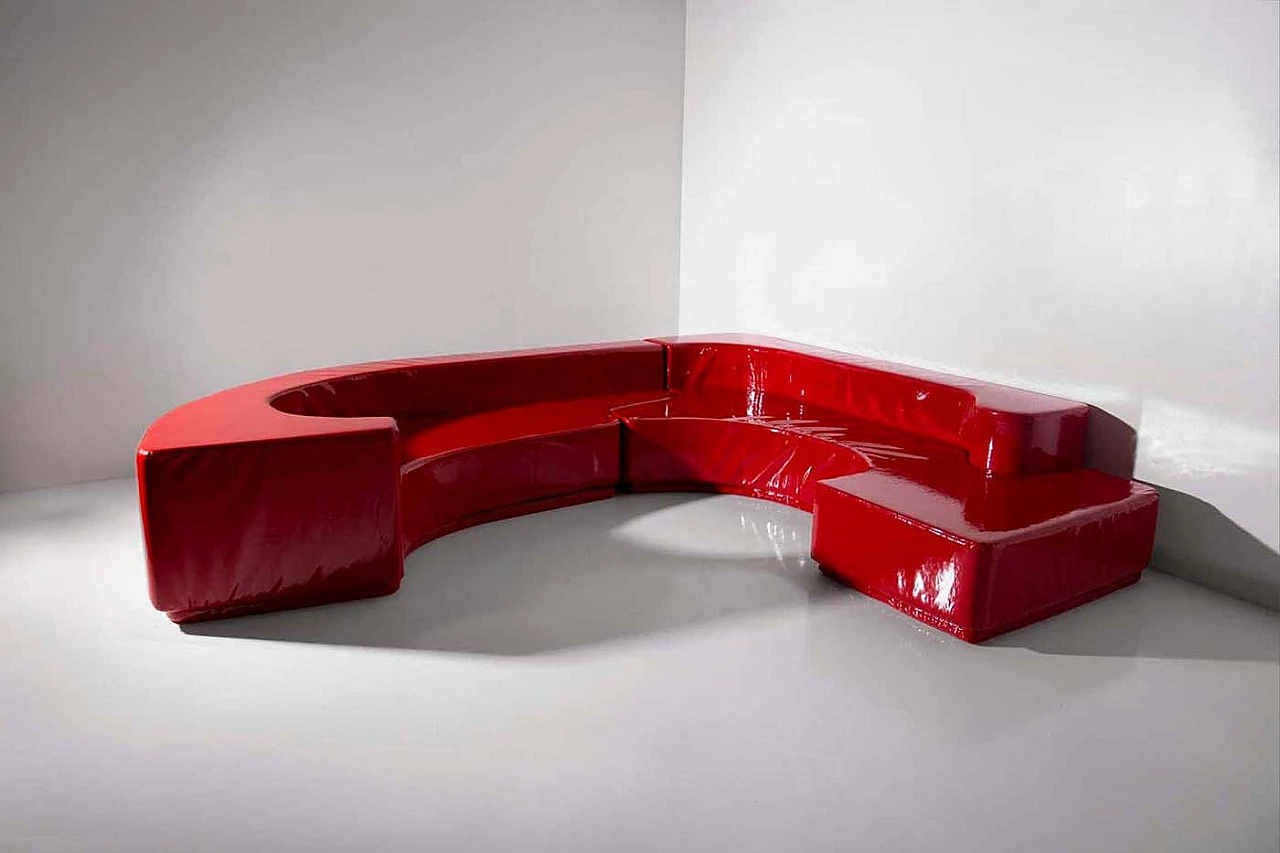 Lara red sofa by N. Massari, R. Pamio and R. Toso for Stilwood, 1968 11
