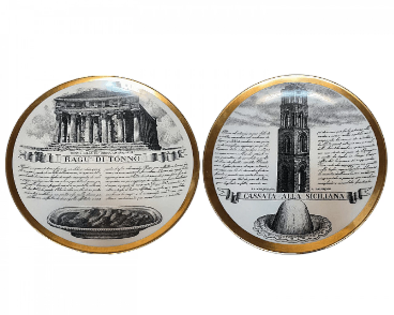 Pair of porcelain plates by Piero Fornasetti, 1960s 13