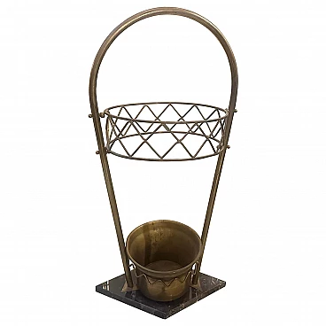 Marble and brass umbrella stand in the style of Gio Ponti, 1950s