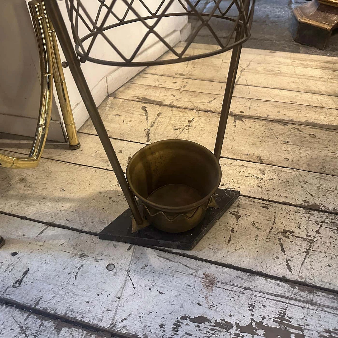 Marble and brass umbrella stand in the style of Gio Ponti, 1950s 5