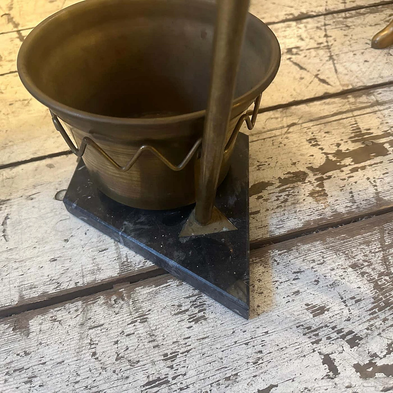 Marble and brass umbrella stand in the style of Gio Ponti, 1950s 10