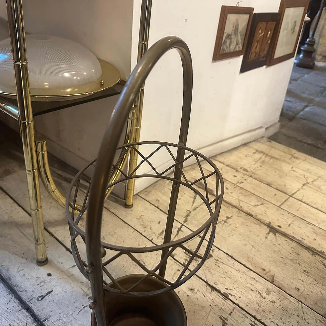 Marble and brass umbrella stand in the style of Gio Ponti, 1950s 11