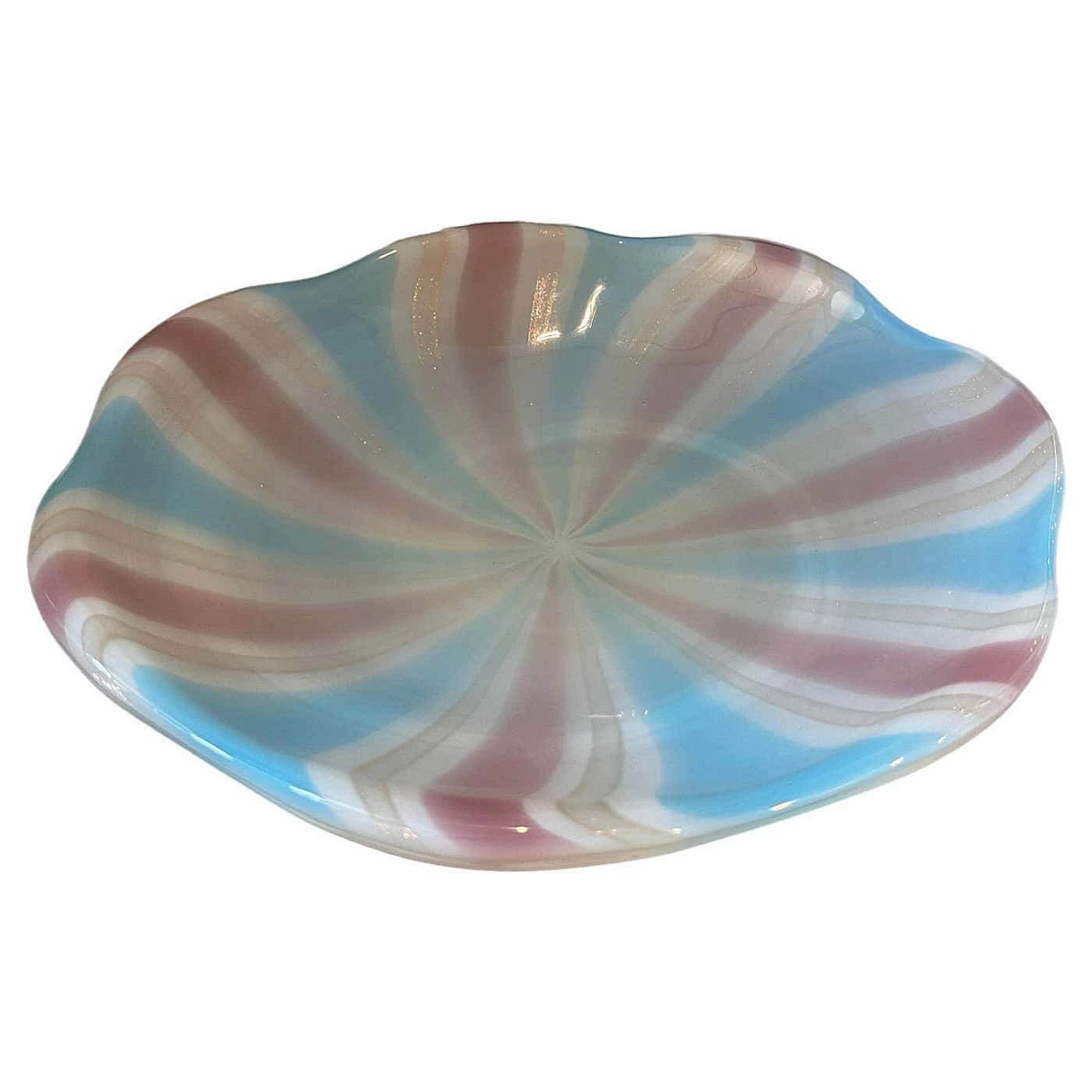 Round bowl in striped Murano glass in the style of Venini, 1970s 2
