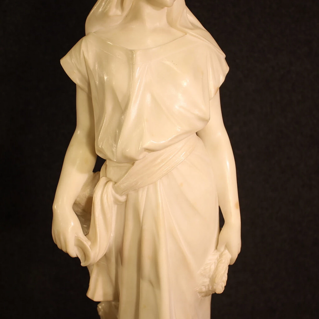 Leon Grégoire, giovane spigolatrice, scultura in alabastro, fine '800 11