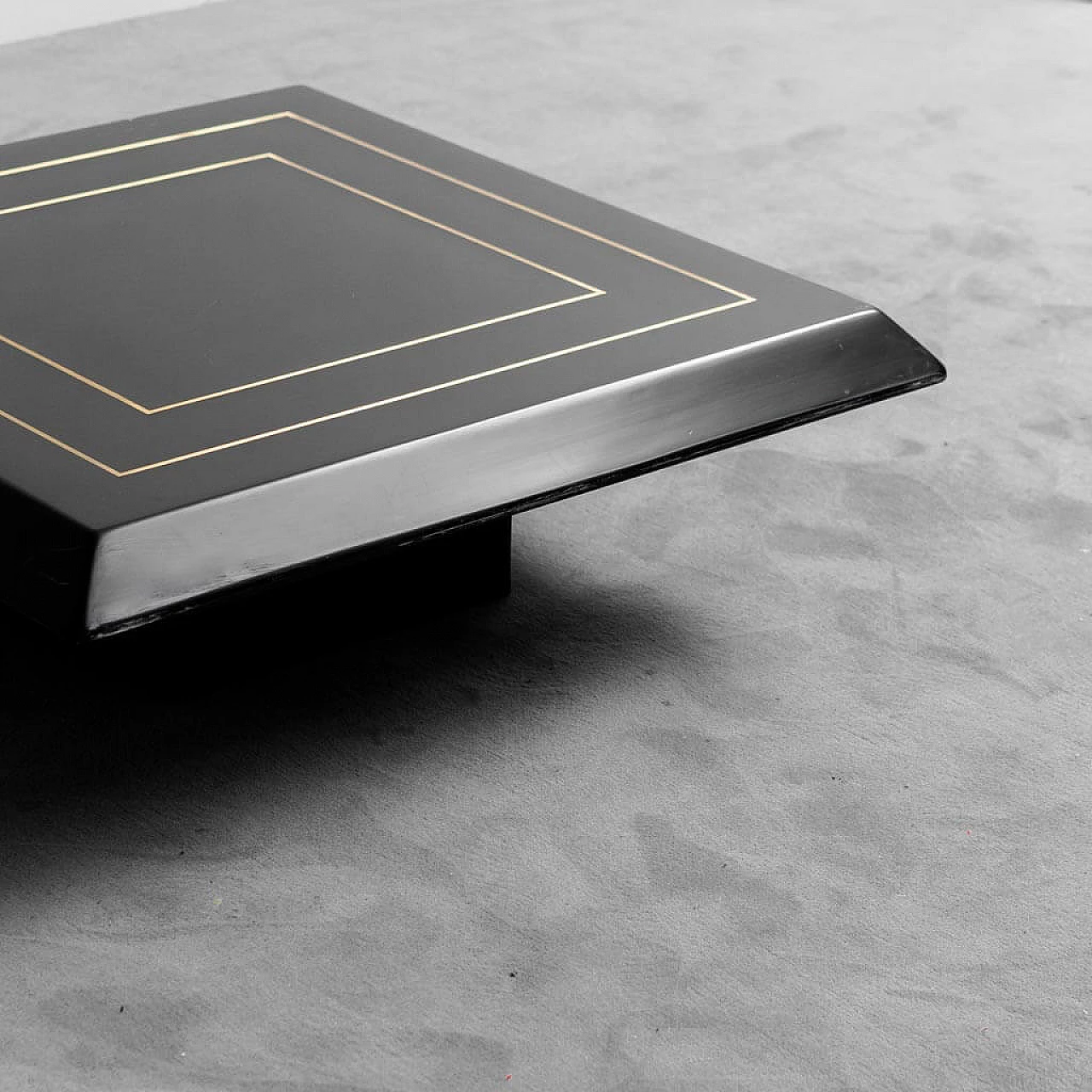 Lacquered wood coffee table with gilded metal details, 1970s 2