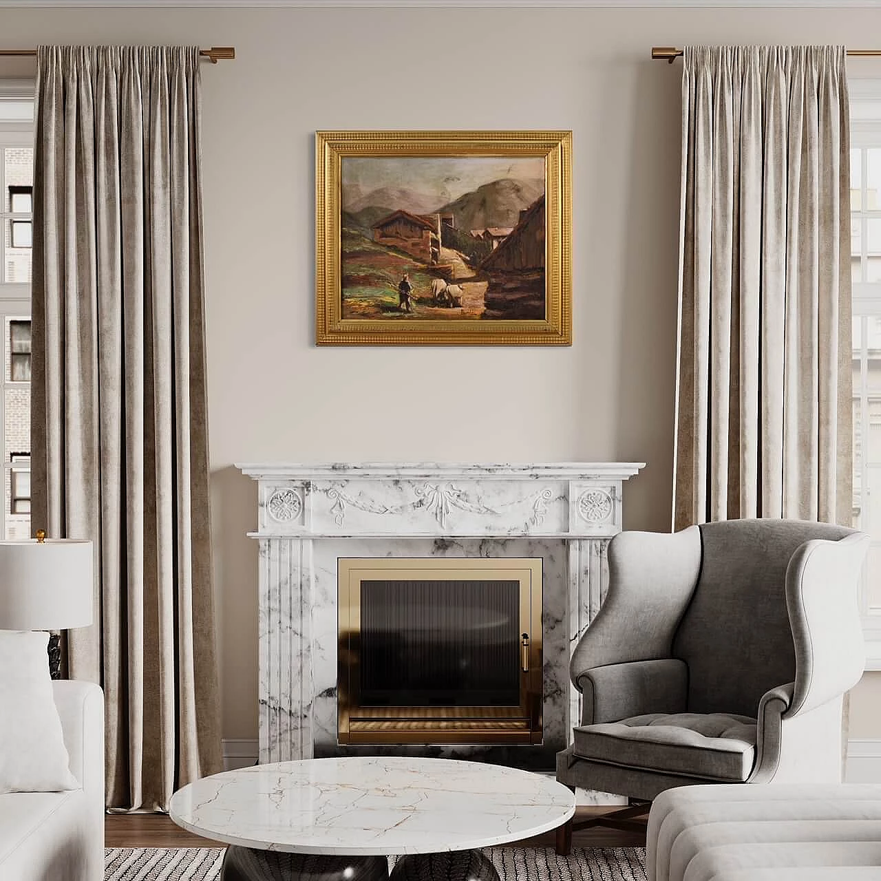 Paesaggio bucolico, dipinto a olio su tavoletta, anni '50 17