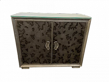 Wood, metal leaf and glass sideboard by Lam Lee Group, 1980s