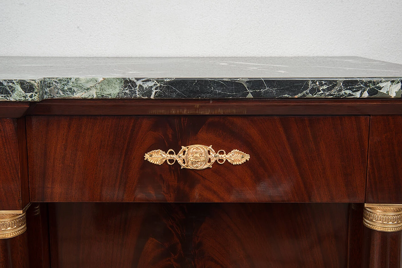 Empire style mahogany feather and Verde Alpi marble sideboard, early 20th century 3