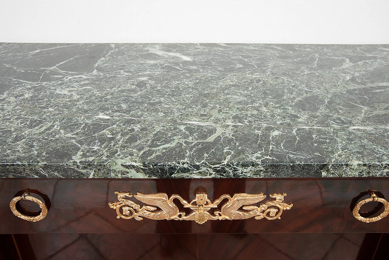 Empire style mahogany feather and Verde Alpi marble sideboard, early 20th century 4