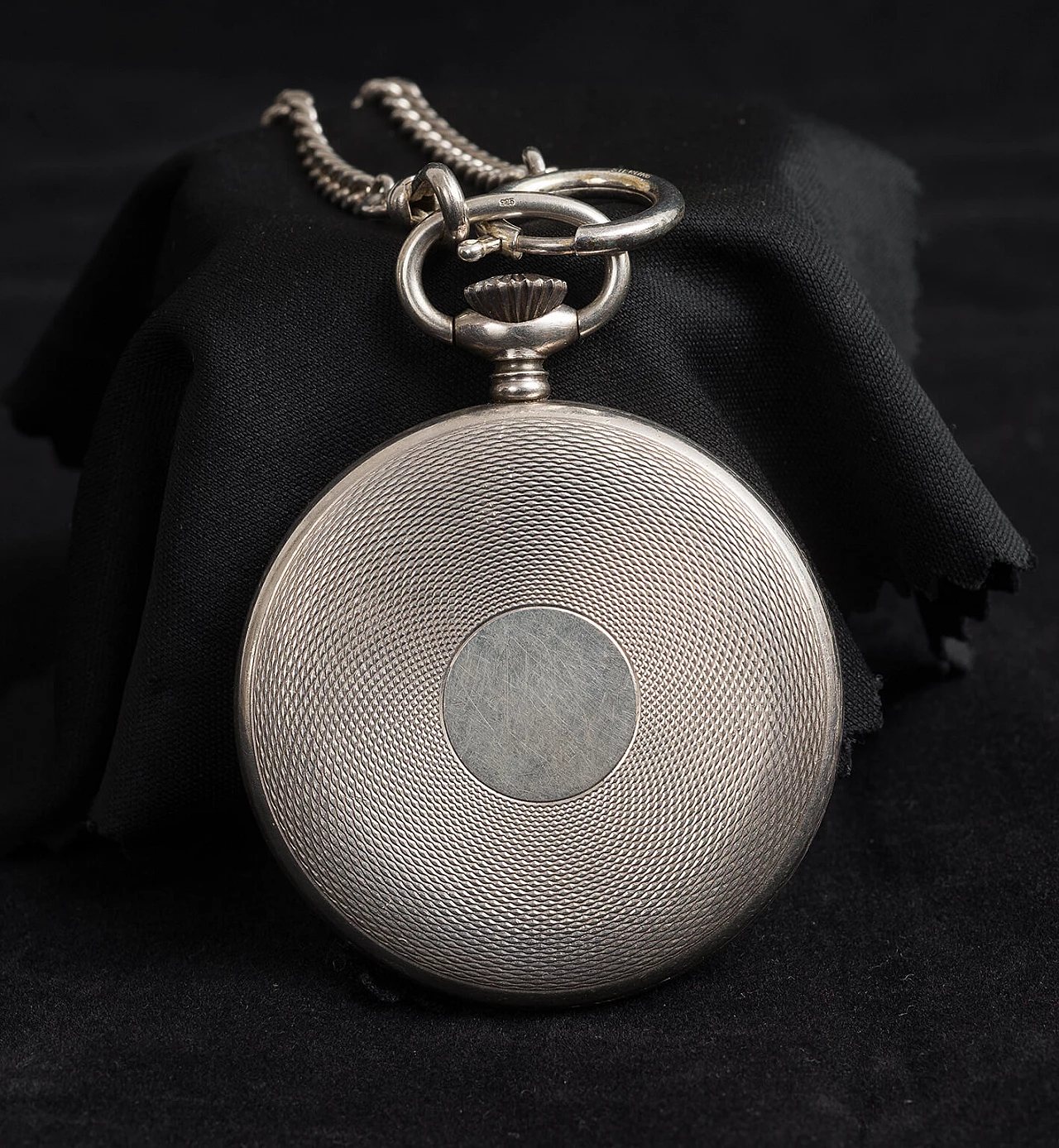 French silver pocket watch with chain 3